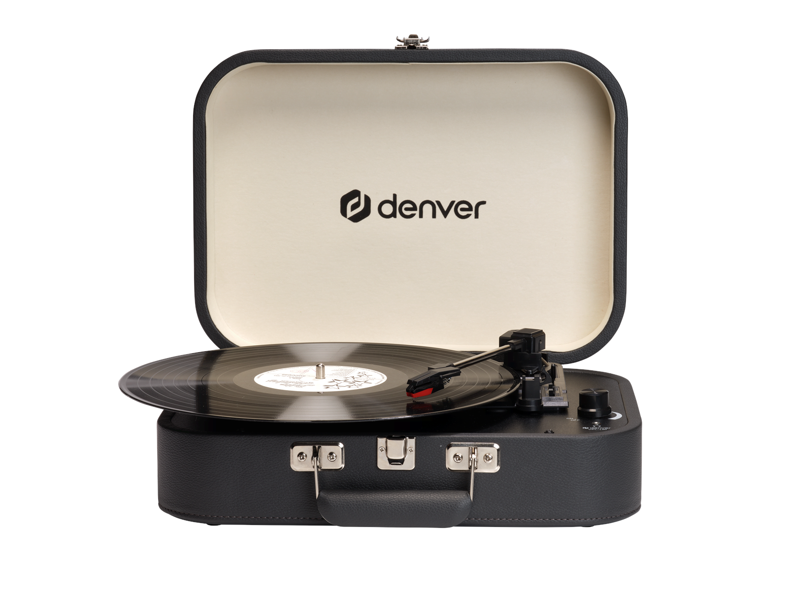 Denver VPL-130DGR kofferplatespiller i retrodesign med innebygde høyttalere