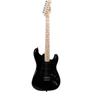 Beaton Legend el-gitar i sort med klassisk ST-formet dobbel cutaway