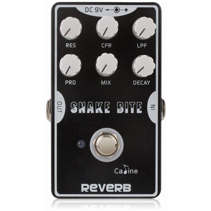 Caline CP-26 Snake Bite Reverb gitarpedal i metallhus med seks kontroller