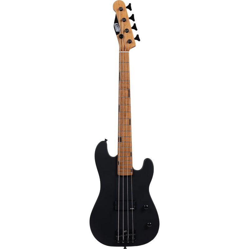 Henrys Cats MB4 kortskala el-bass i matt svart med ristet lønnehals