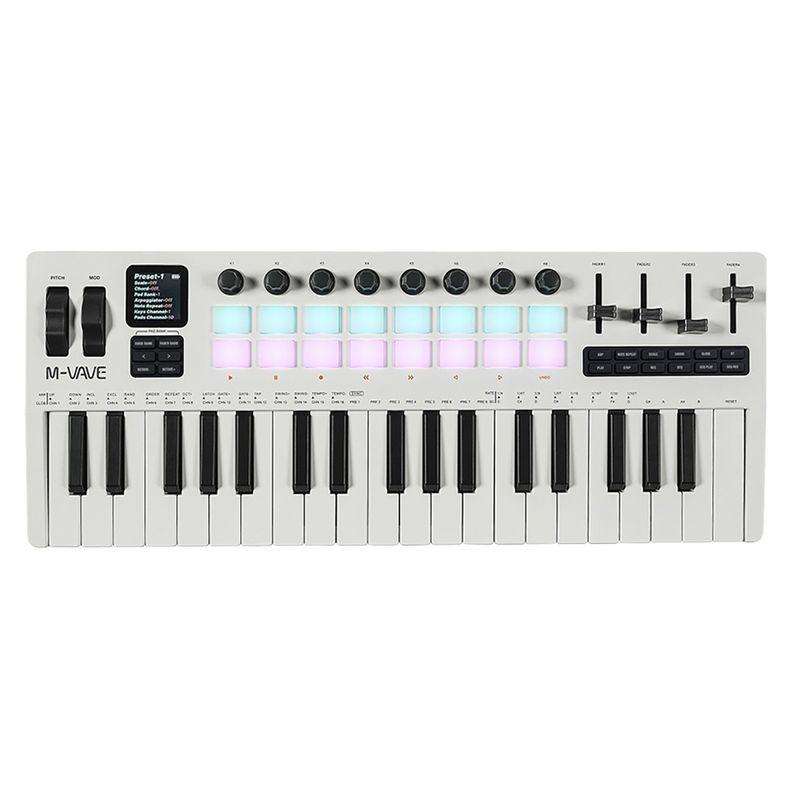 M-vave SMK-37 Pro midi-keyboard med innebygd FM-synth og fargeskjerm