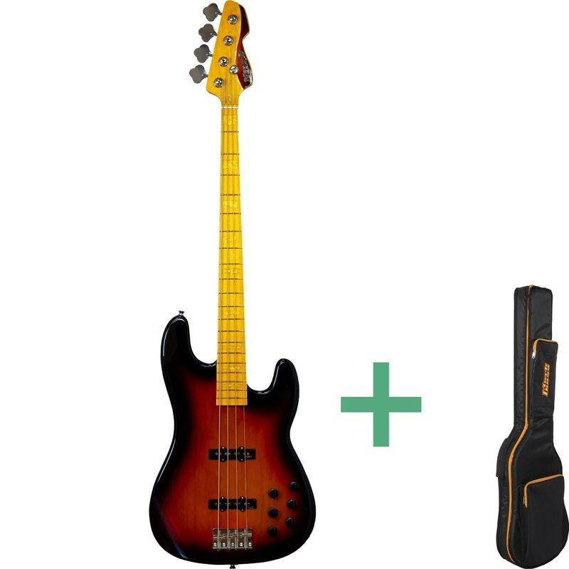 Markbass GV 4 Gloxy el-bass i 3-Tone Sunburst med maple gripebrett og block inlays