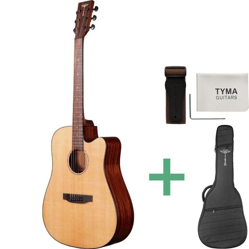 Tyma D-3CE dreadnought westerngitar med cutaway i natur