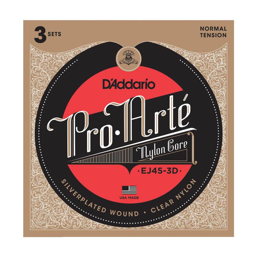 D’Addario EJ45-3D Pro-Arte nylonstrenger normal tension, pakke med 3 sett